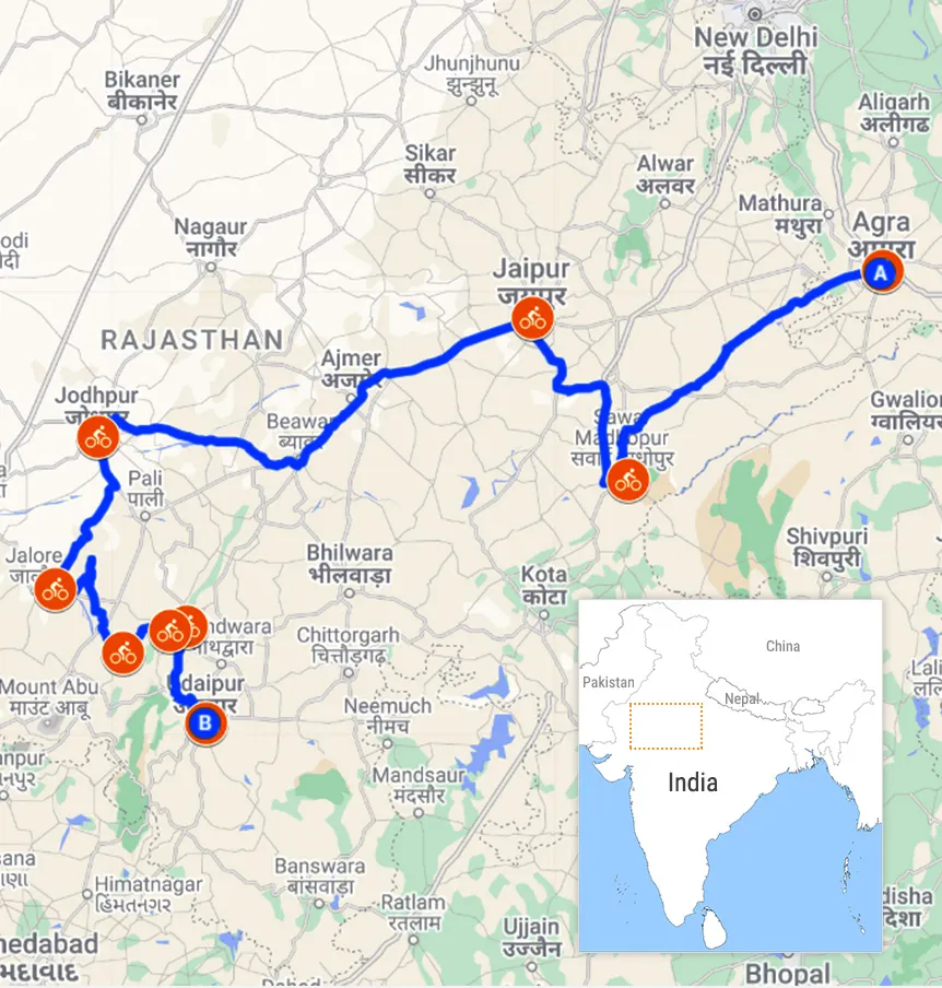 Rajasthan Cycling Tour with Taj and Tigers 16 Days